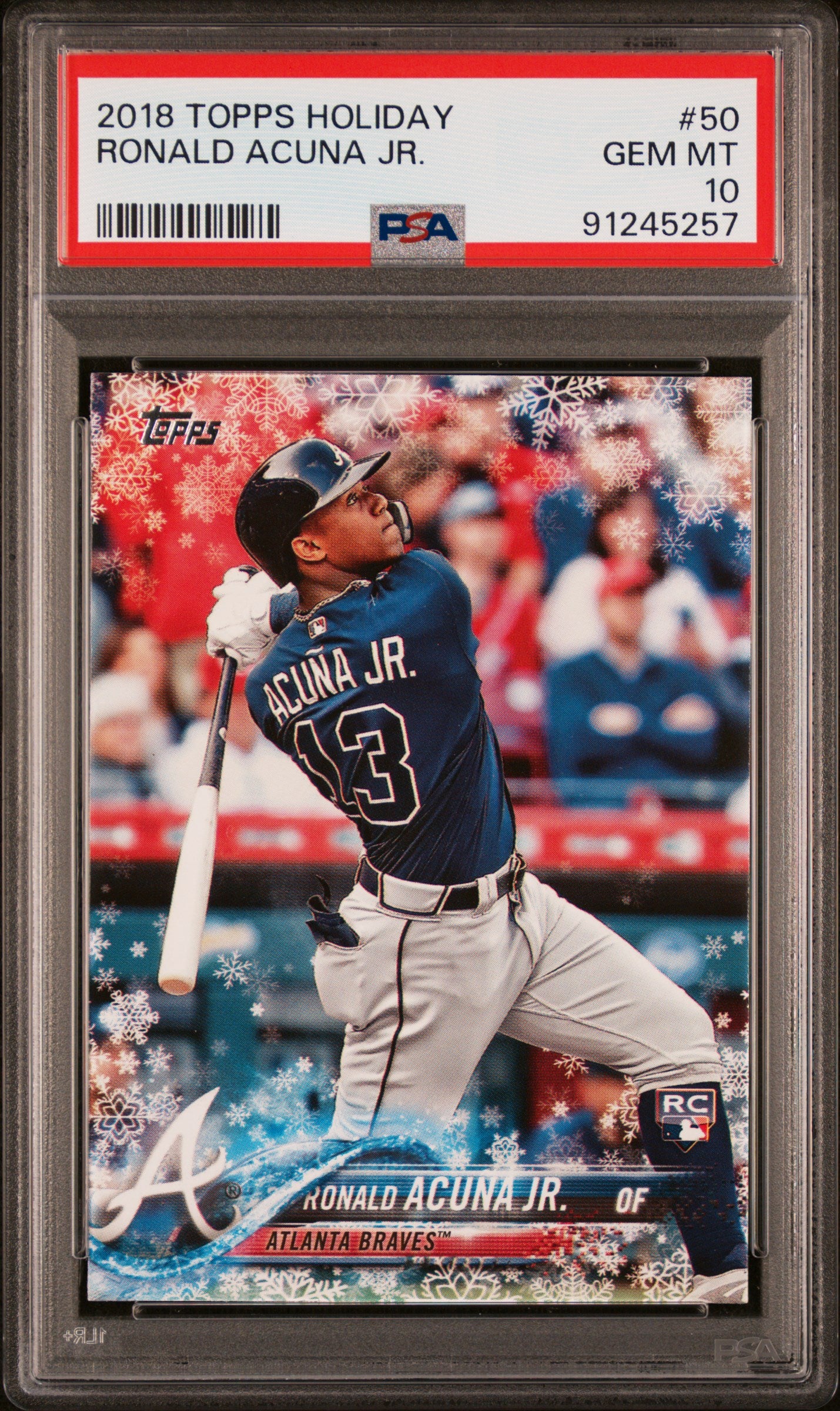 2018 Topps Holiday #HMW50 Ronald Acuna Jr. Snowflake PSA 10