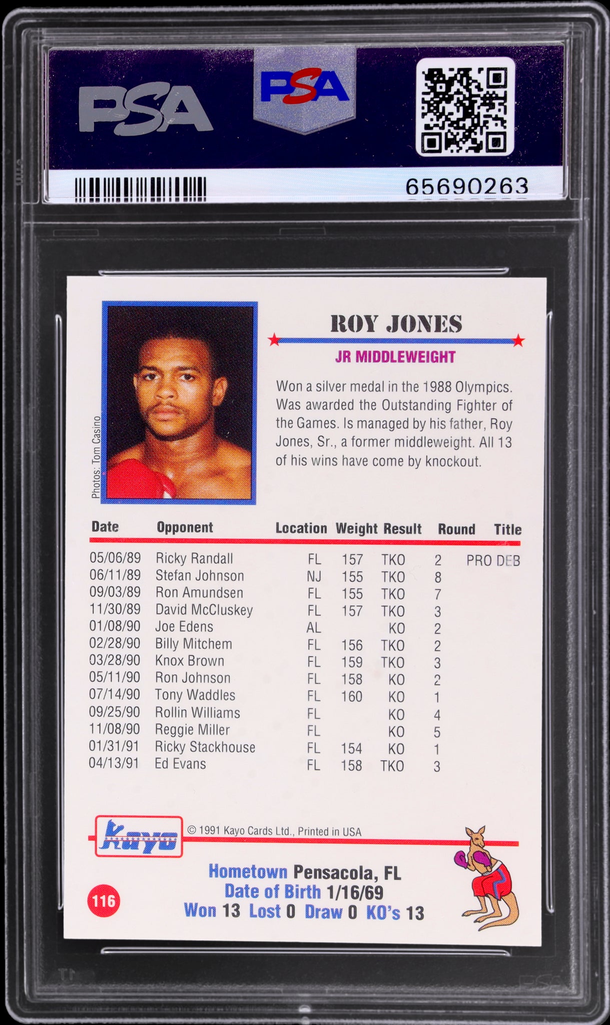 1991 Kayo #116 Roy Jones Jr. PSA 10