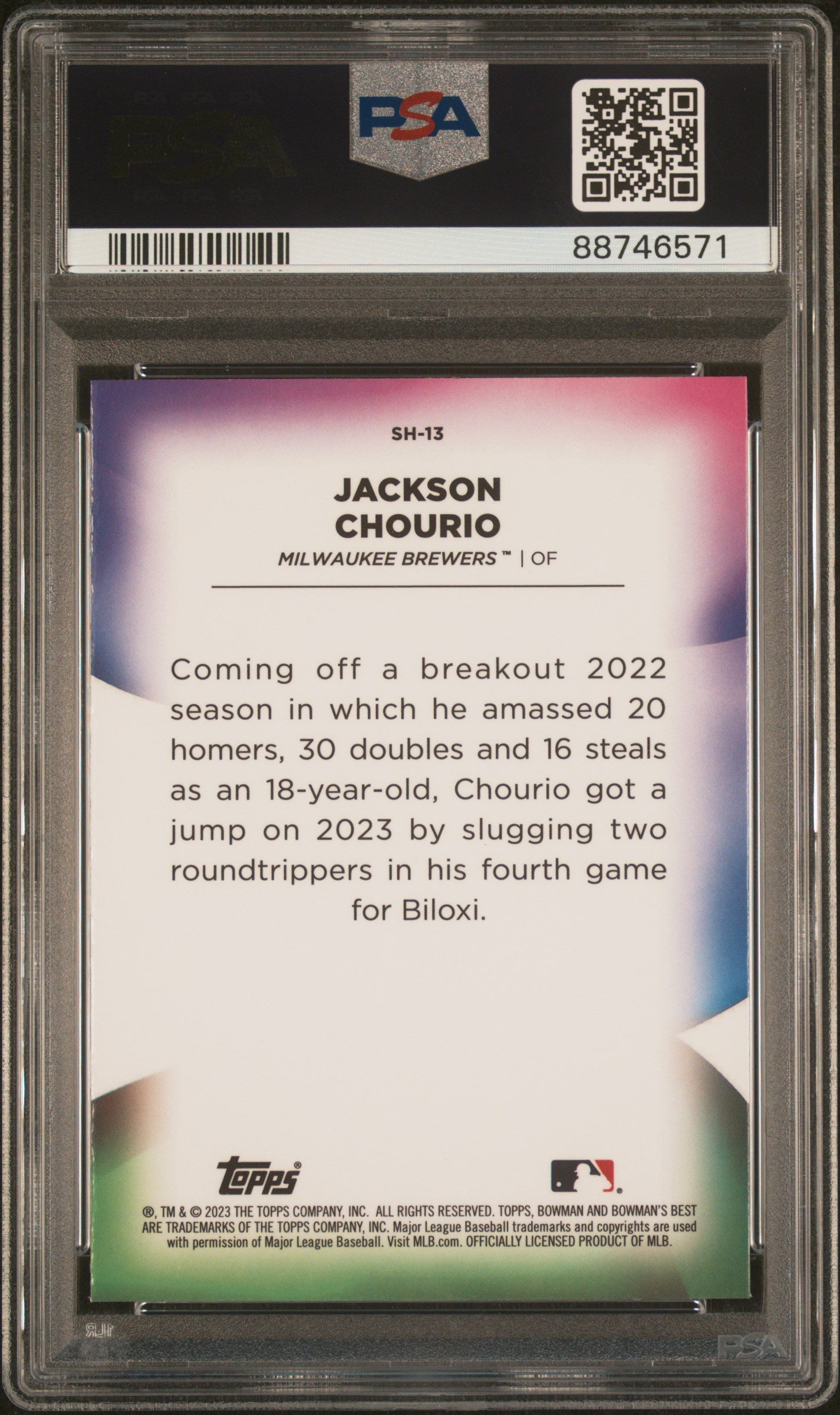 2023 Bowman's Best Shellacked #SH13 Jackson Chourio PSA 10