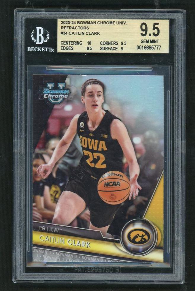 2023 Bowman University Chrome Caitlin Clark #34 BGS 9.5