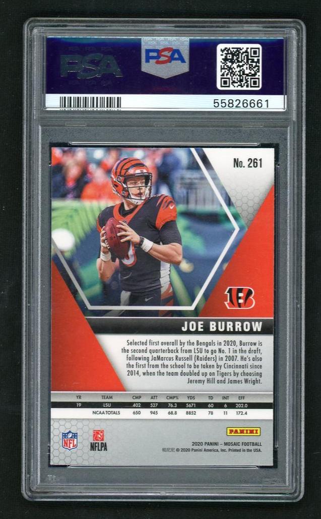 2020 Panini Mosaic Joe Burrow #261 PSA 10