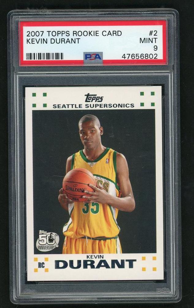 2007 Topps Rookie Card Kevin Durant #2 /14 PSA 9