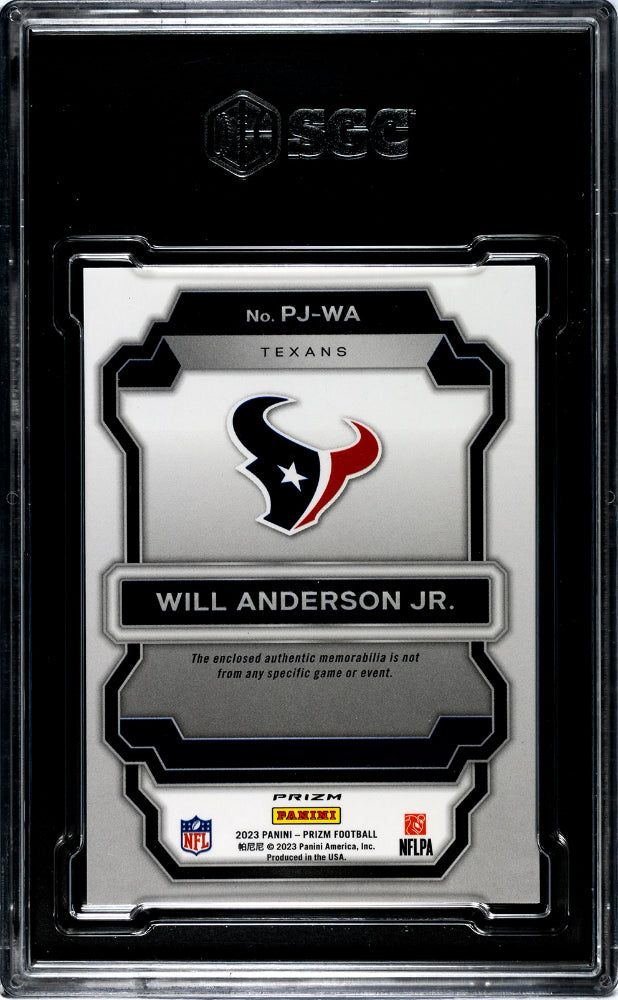 2023 Panini Prizm #PJ-WA Will Anderson Jr. Premier Jerseys Pink Prizm SGC 9.5