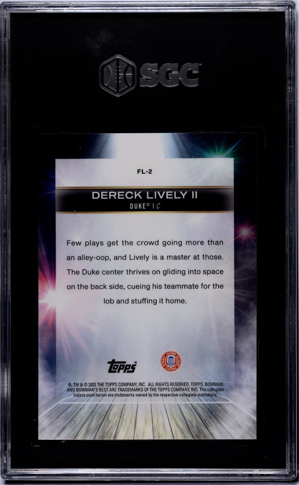 2022-23 Bowman University Best #FL-2 Dereck Lively II Flashing Lights SGC 10