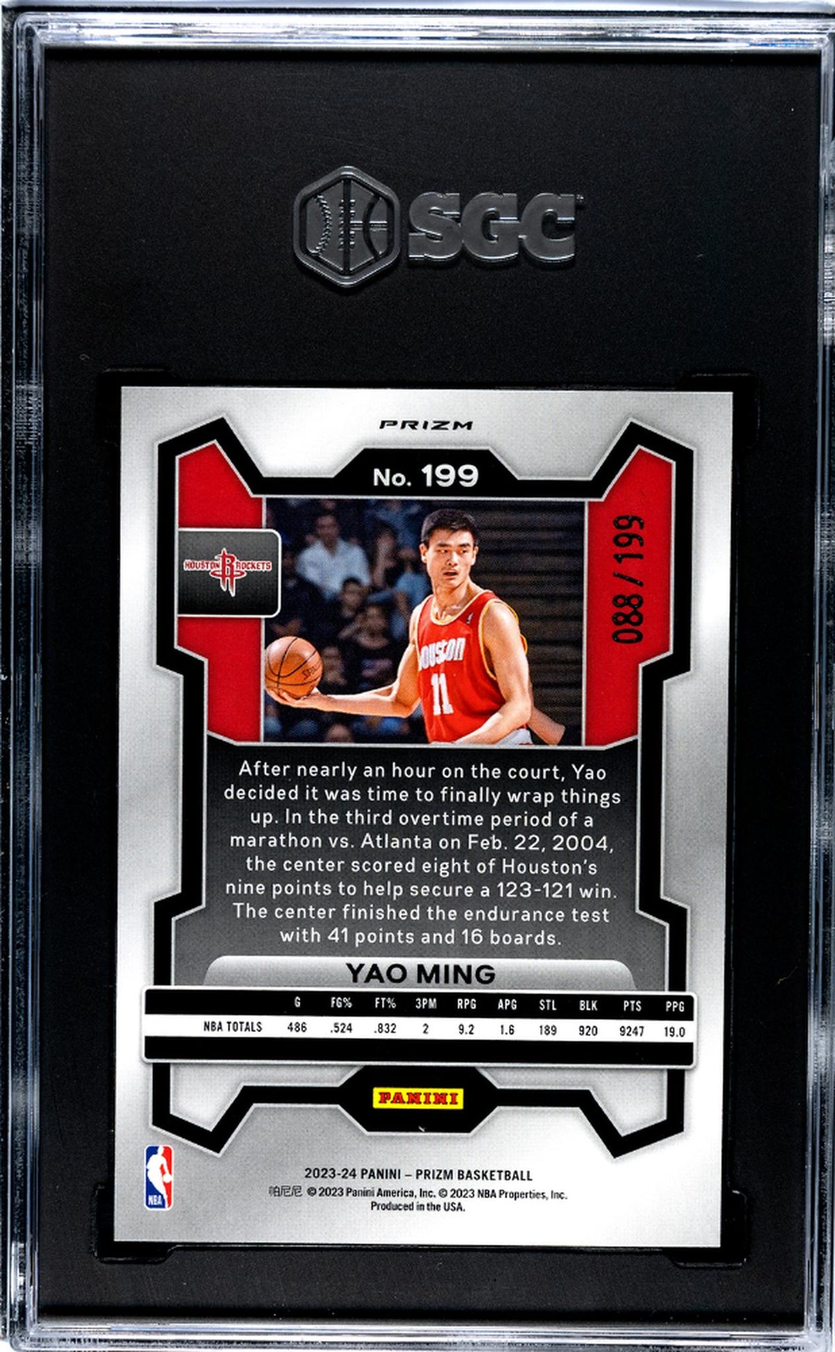 2023-24 Panini Prizm #199 Yao Ming Blue Prizm 88/199 SGC 9.5