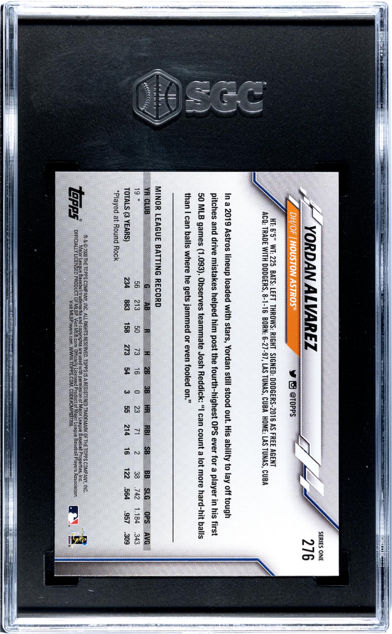 2020 Topps Yordan Alvarez #276 RC SGC 9