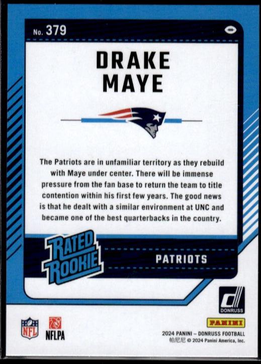 2024 Panini Donruss Drake Maye Rated Rookie Press Proof 