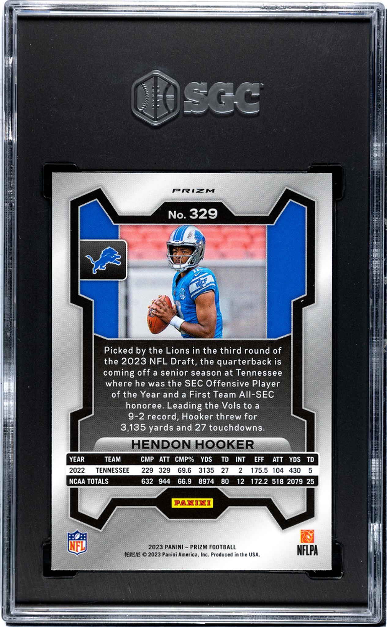 2023 Panini Prizm #329 Hendon Hooker Silver Rookie SGC 9.5