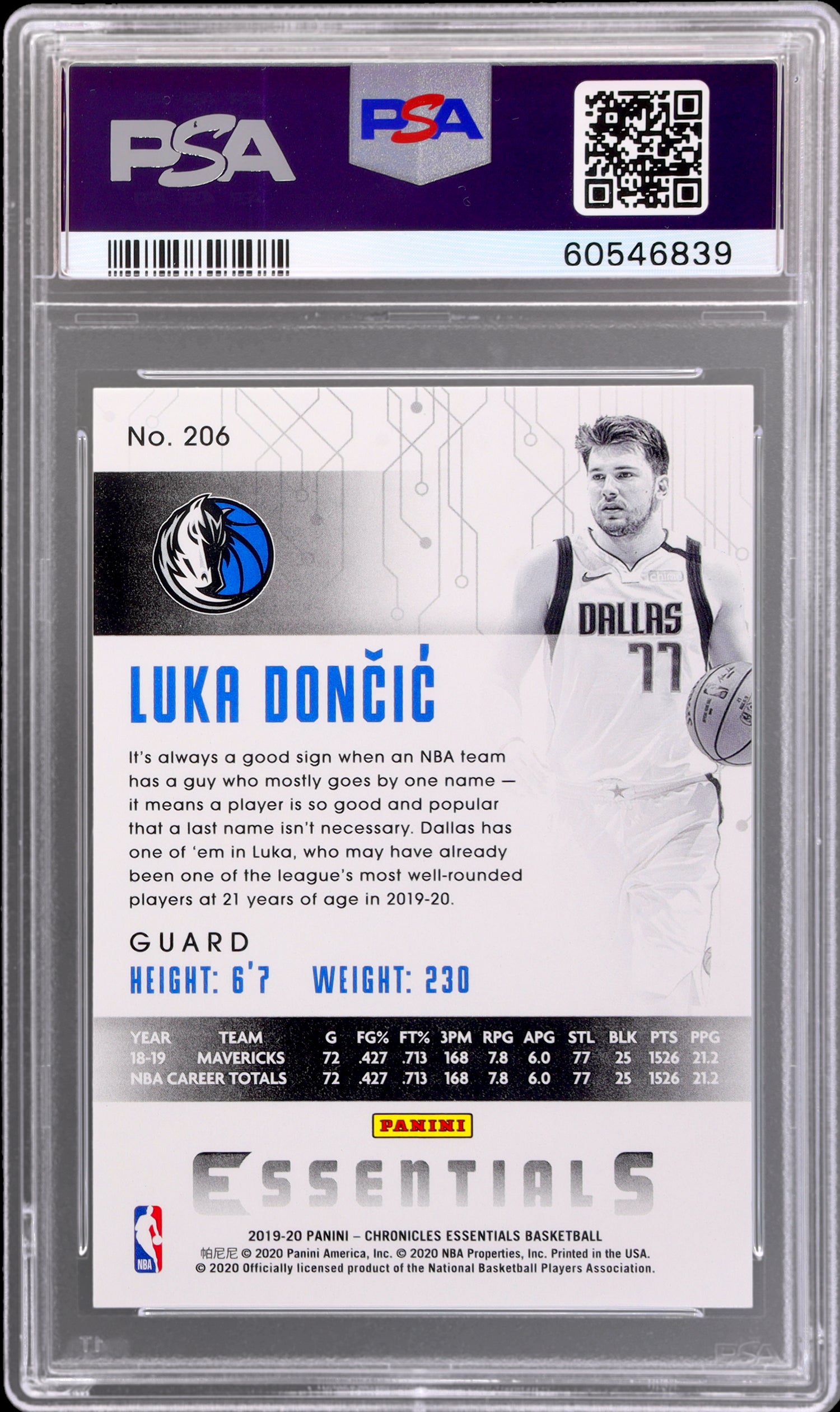 2019 Panini Chronicles Luka Doncic #206 Teal PSA 10