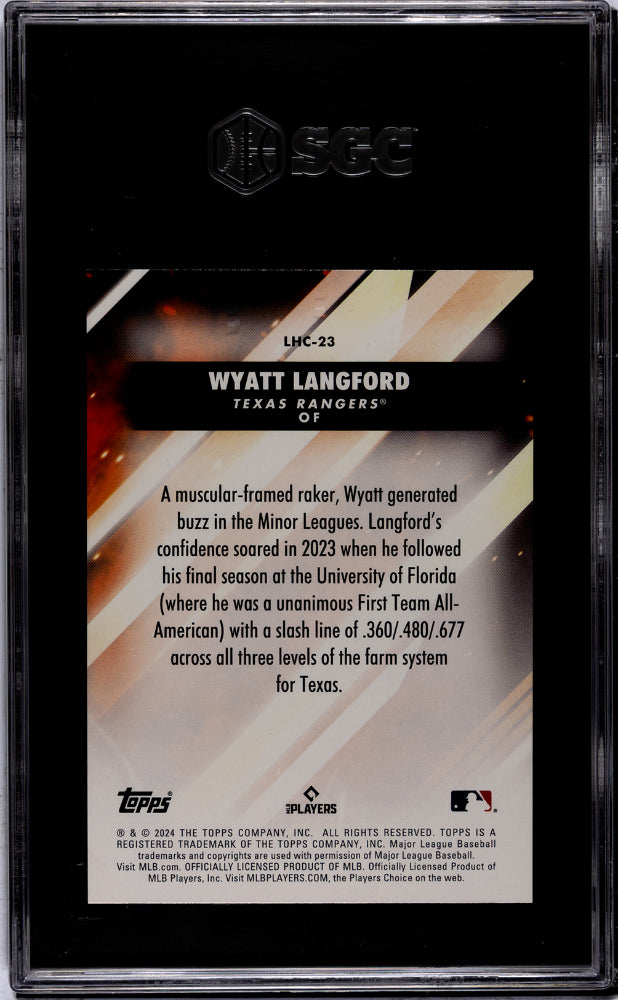 2024 Topps Update #LHC-23 Wyatt Langford Rookie SGC 10