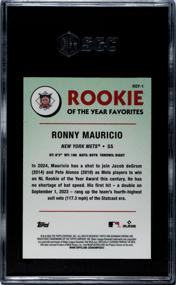 2024 Bowman #ROY-1 Ronny Mauricio ROY Favorites SGC 9.5