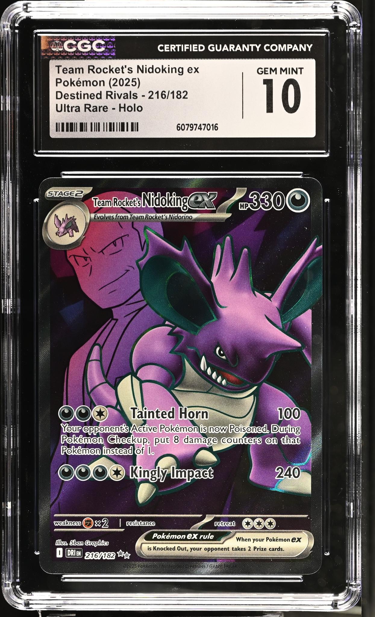2025 Pokemon #216/182 Nidoking ex Destined Rivals CGC 10