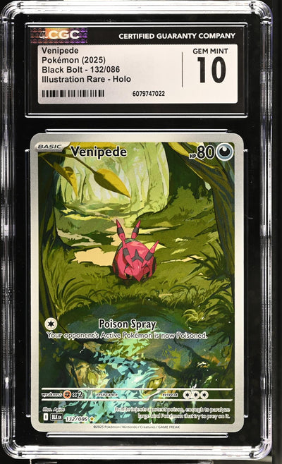 Pokémon Black Bolt Venipede #132/086 Illustration Rare Holo CGC 10