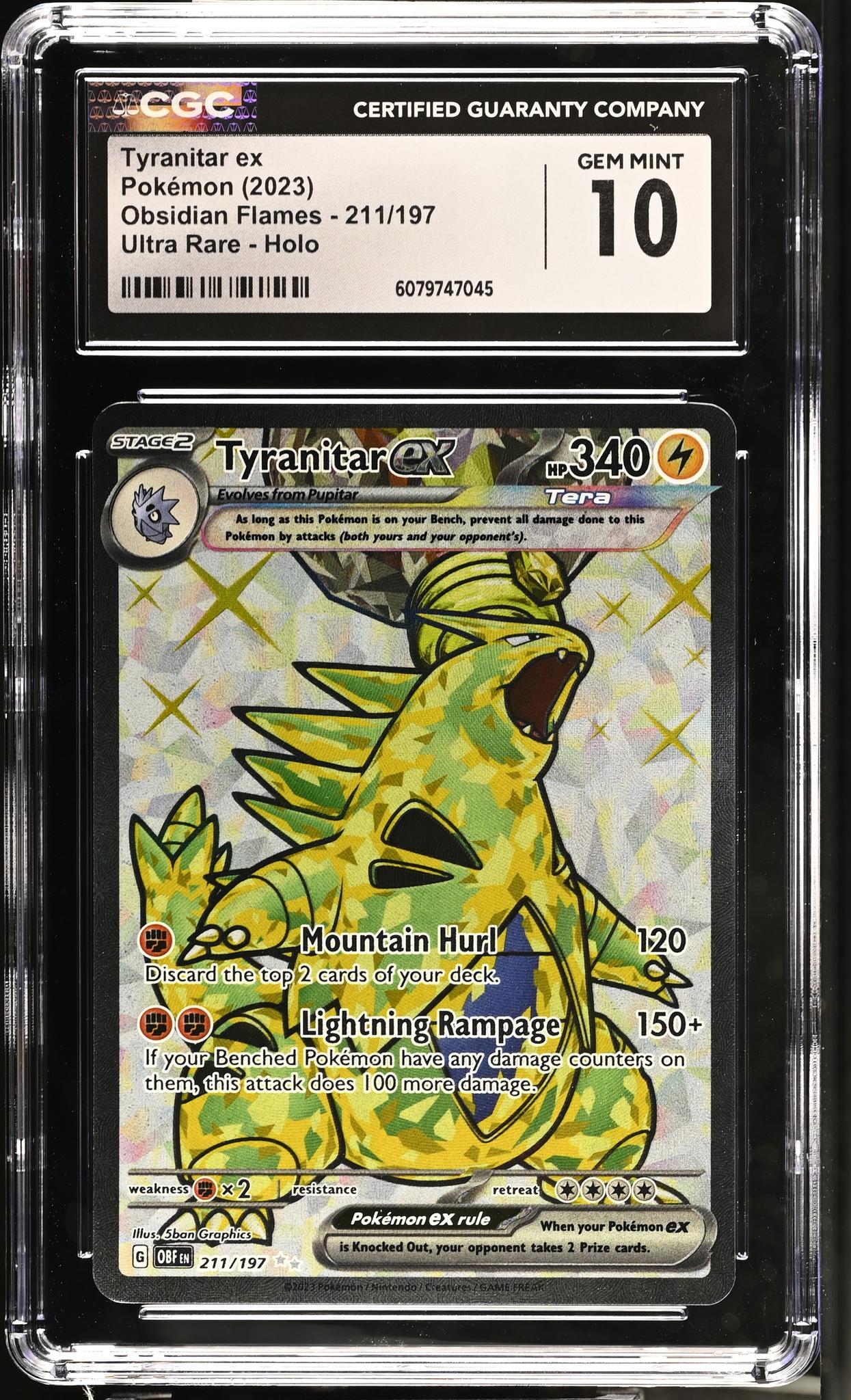 2023 Pokémon Scarlet & Violet Obsidian Flames Tyranitar #211/197 Tera ex CGC 10