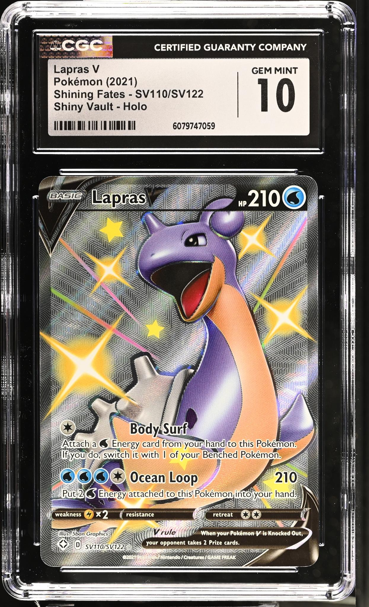 2021 Pokemon #SV110/SV122 Lapras V Shining Fates CGC 10