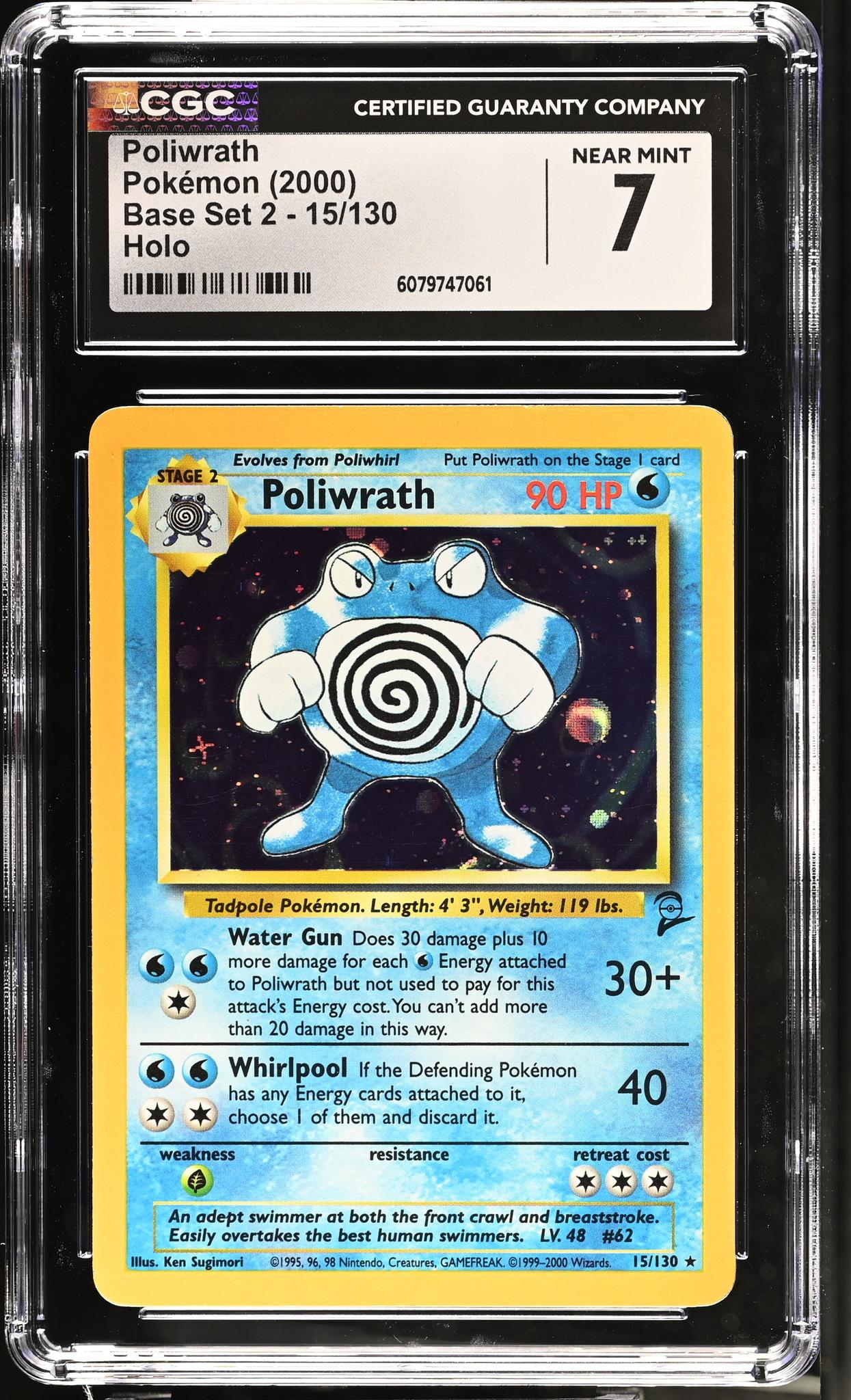 2000 Pokémon Base Set 2 Poliwrath #15/130 Holo CGC 7
