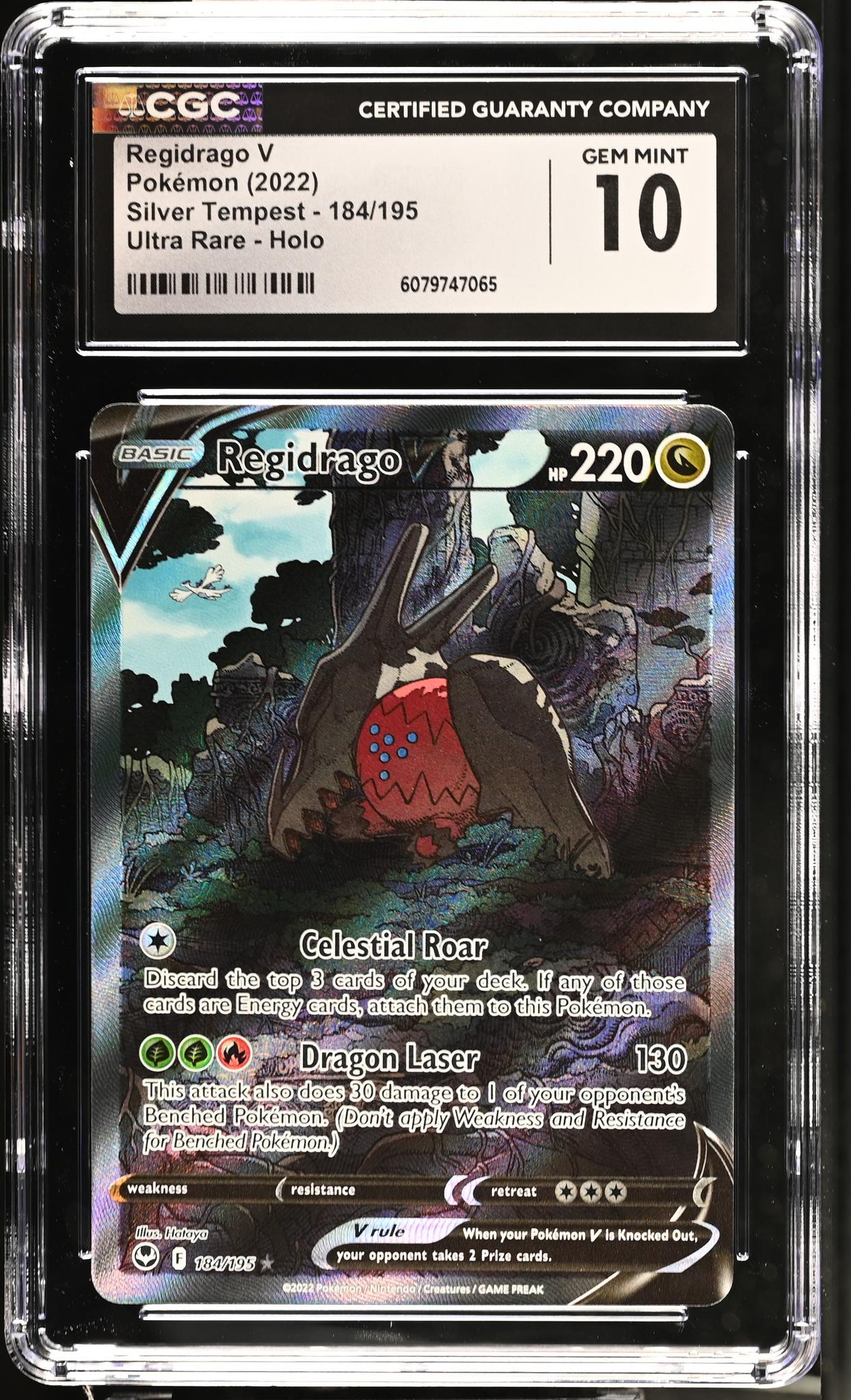 2022 Pokemon Silver Tempest Ultra Rare Regidrago V #184/195 Holo CGC 10
