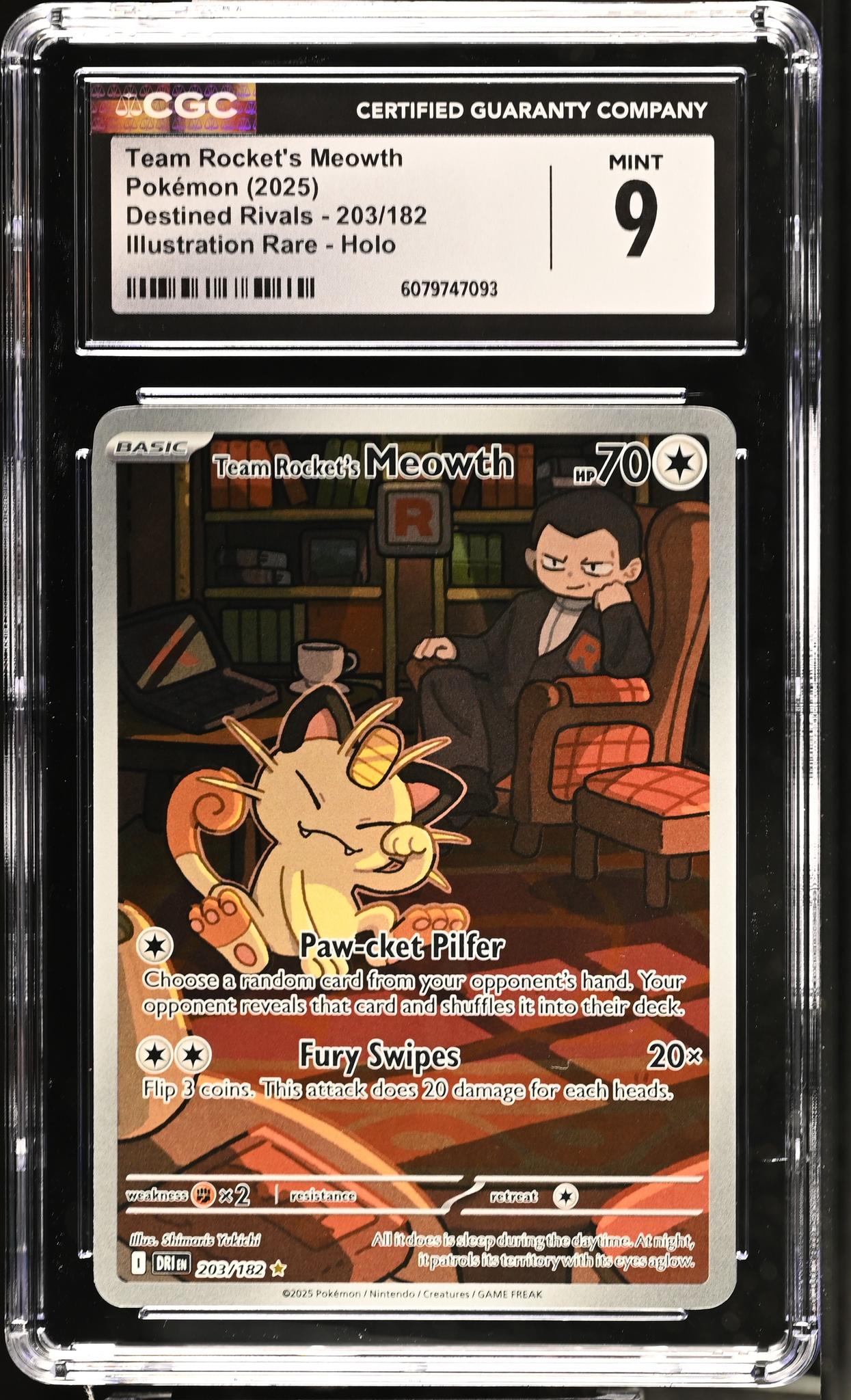 2025 Pokemon #203/182 Meowth Destined Rivals CGC 9