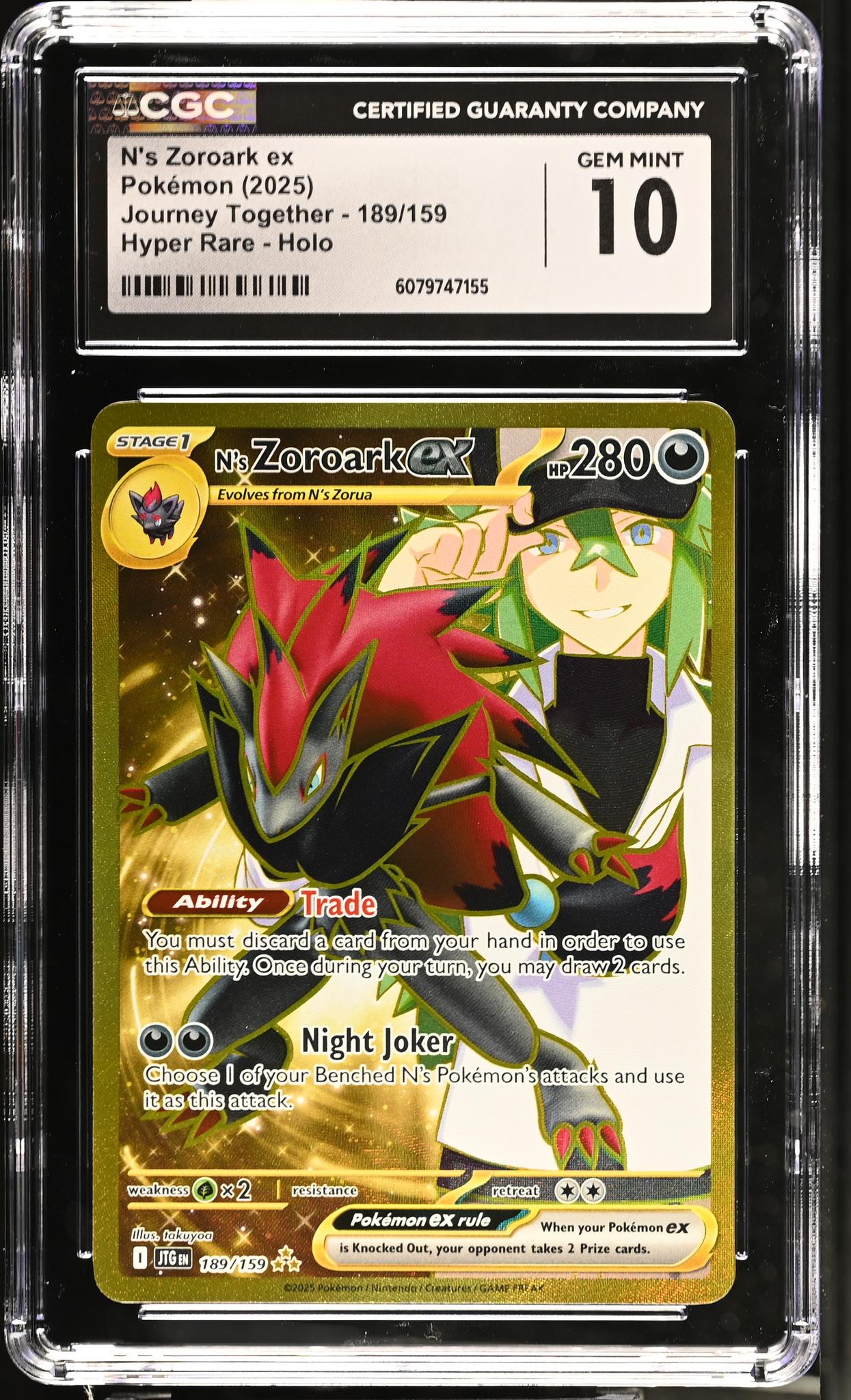 2025 Pokémon Scarlet & Violet Journey Together N's Zoroark #189/159 ex CGC 10