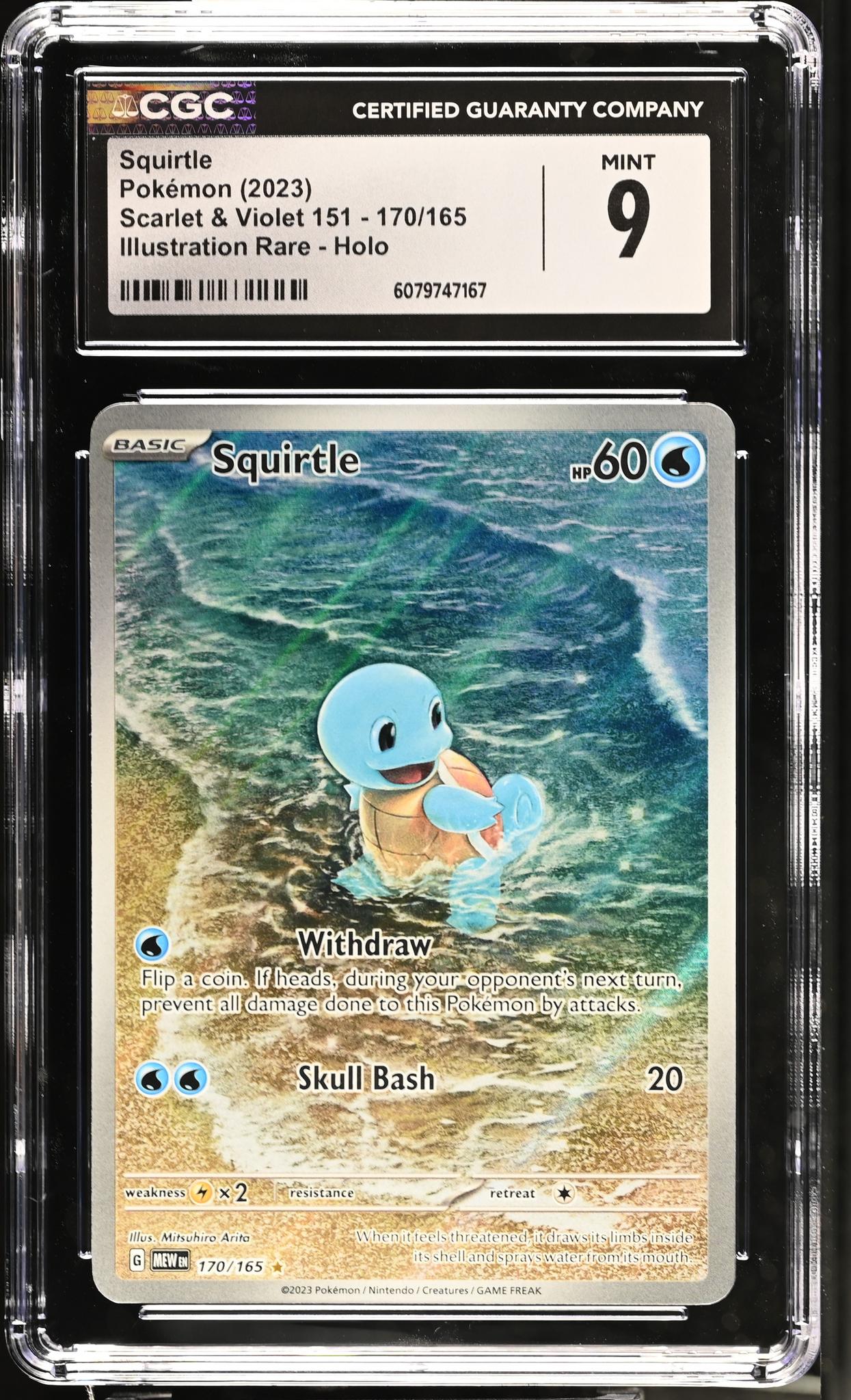 2023 Pokémon Scarlet & Violet 151 Illustration Rare Squirtle #170/165 Holo CGC 9
