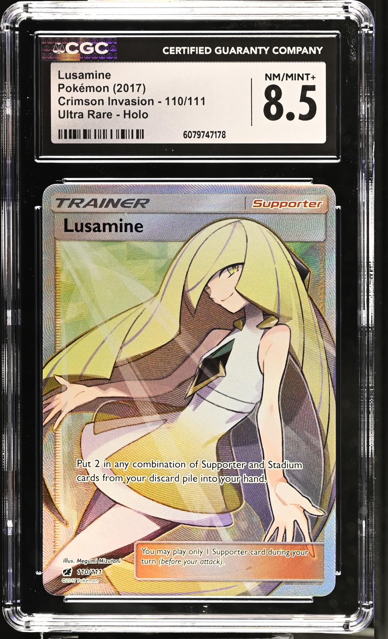 2017 Pokémon Sun & Moon Crimson Invasion Trainer Lusamine #110/111 CGC 8.5