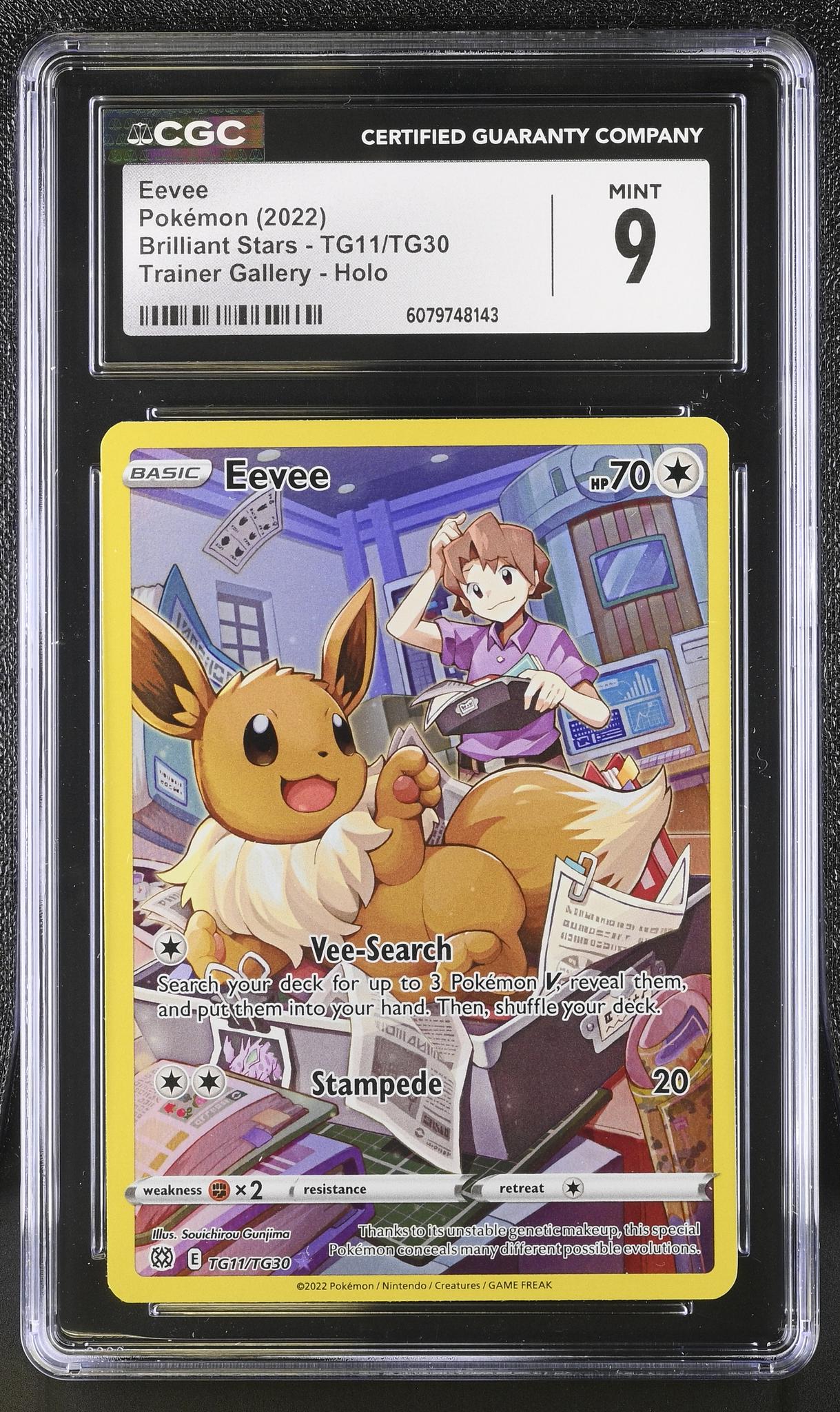 2022 Pokémon Brilliant Stars Trainer Gallery Holo Eevee #TG11/TG30 CGC 9