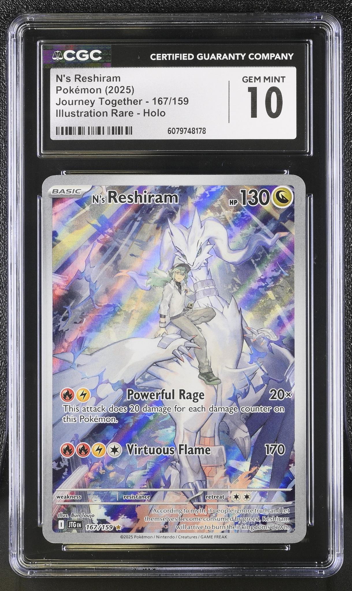 2025 Pokémon Journey Together Illustration Rare N's Reshiram #167/159 CGC 10