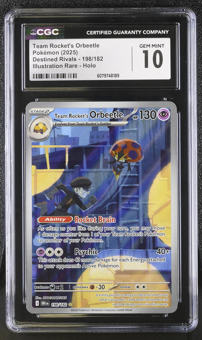Pokémon Destined Rivals Team Rocket's Orbeetle #198/182 Illustration Rare Holo CGC 10