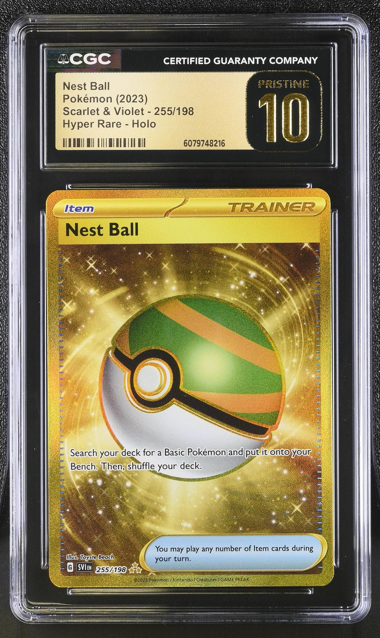 2023 Pokémon Scarlet & Violet Hyper Rare Trainer Nest Ball #255/198 Holo CGC 10