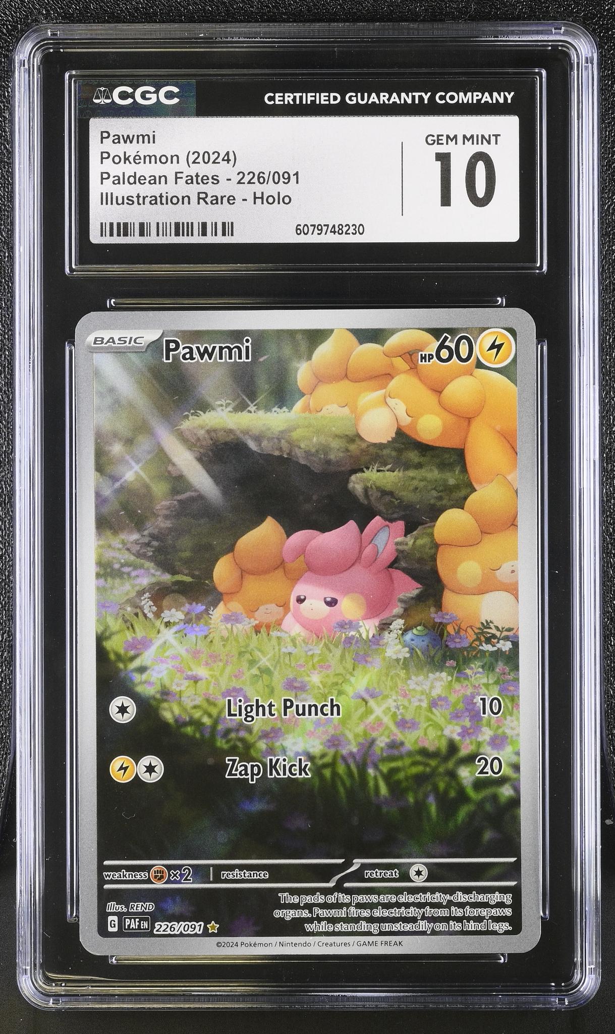 2024 Pokemon #226/091 Pawmi Paldean Fates CGC 10
