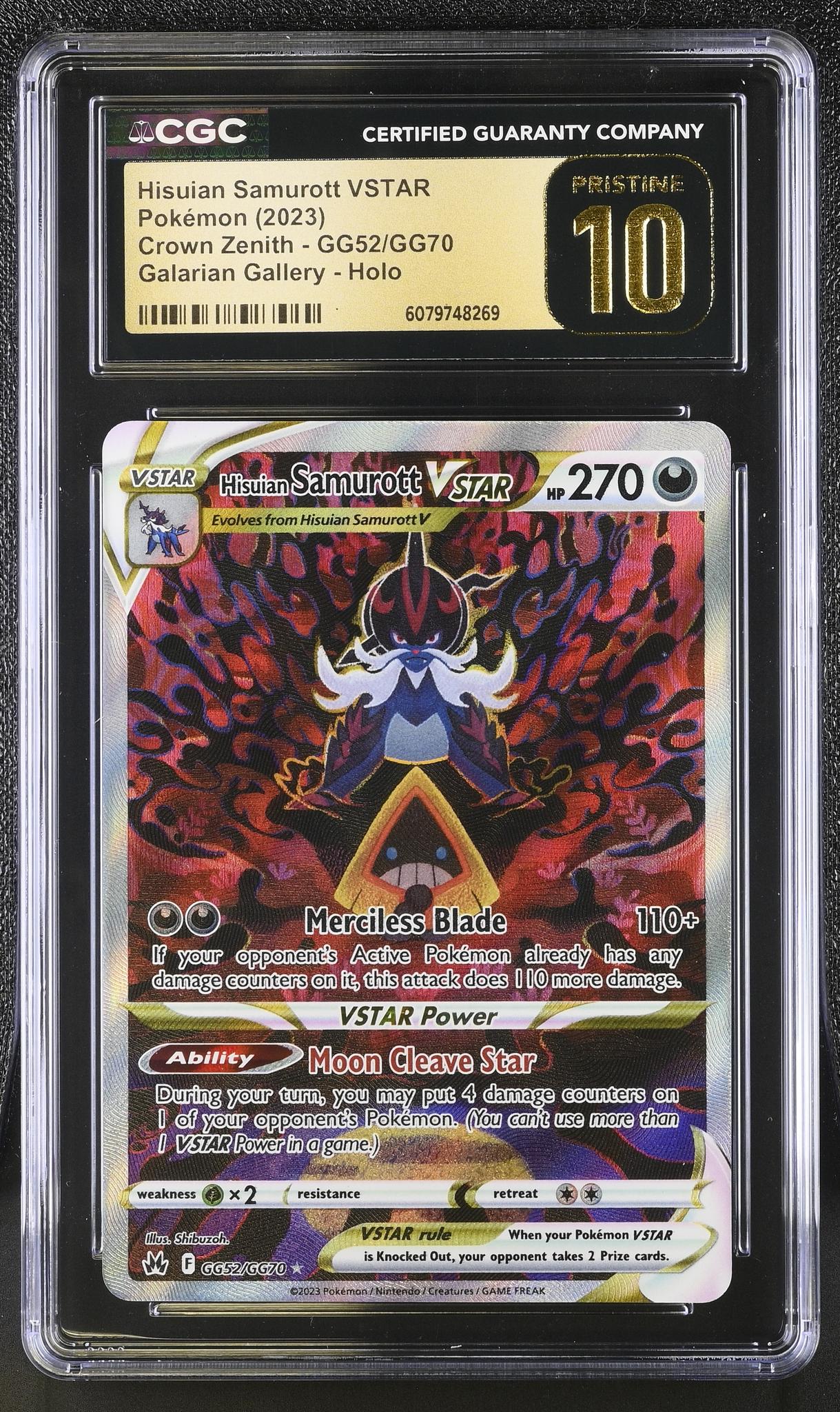 2023 Pokemon TCG #GG52/GG70 Hisuian Samurott VSTAR Crown Zenith CGC 10
