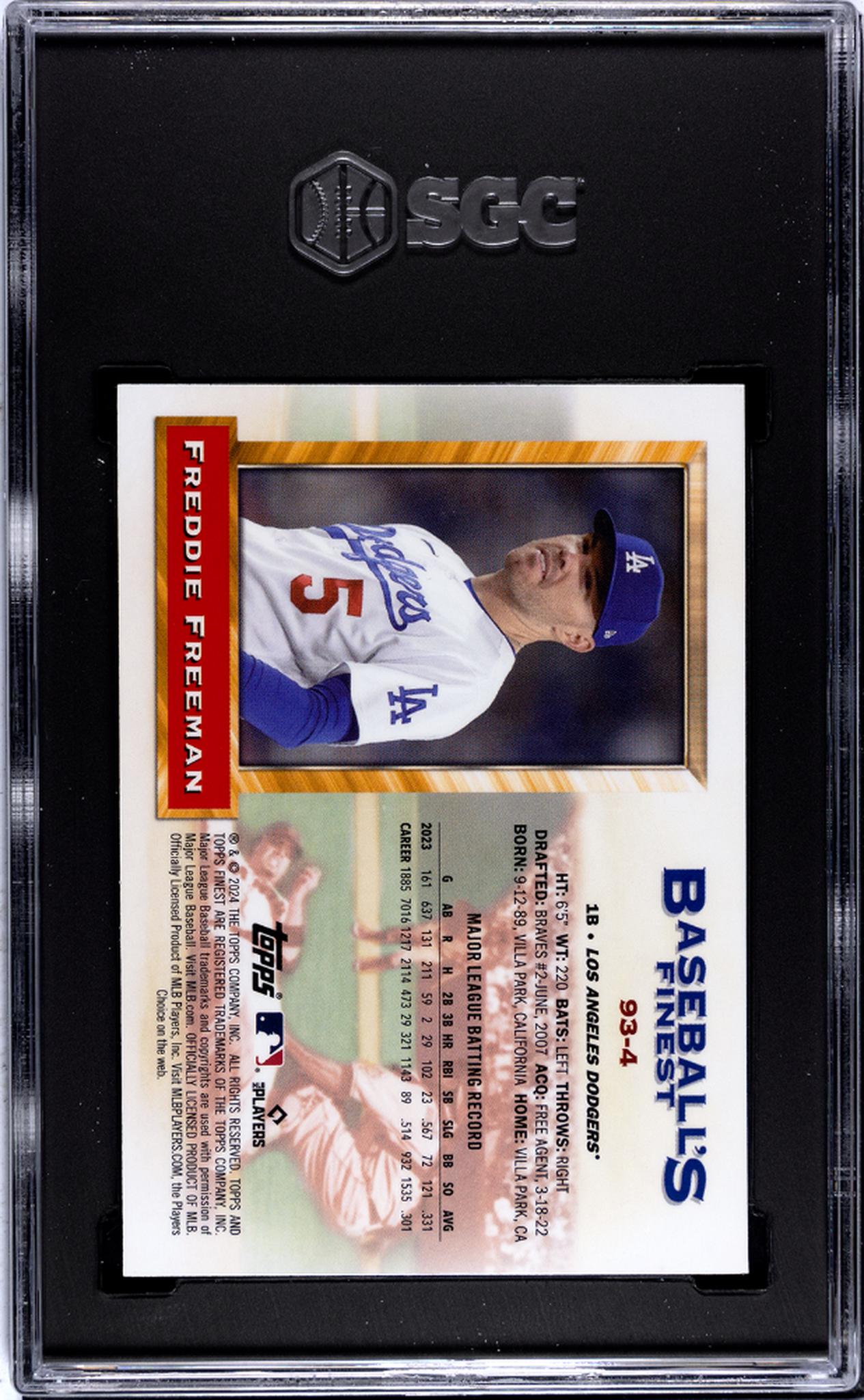 2024 Topps Finest '93 Finest What If Prototypes Freddie Freeman #93-4 SGC 10