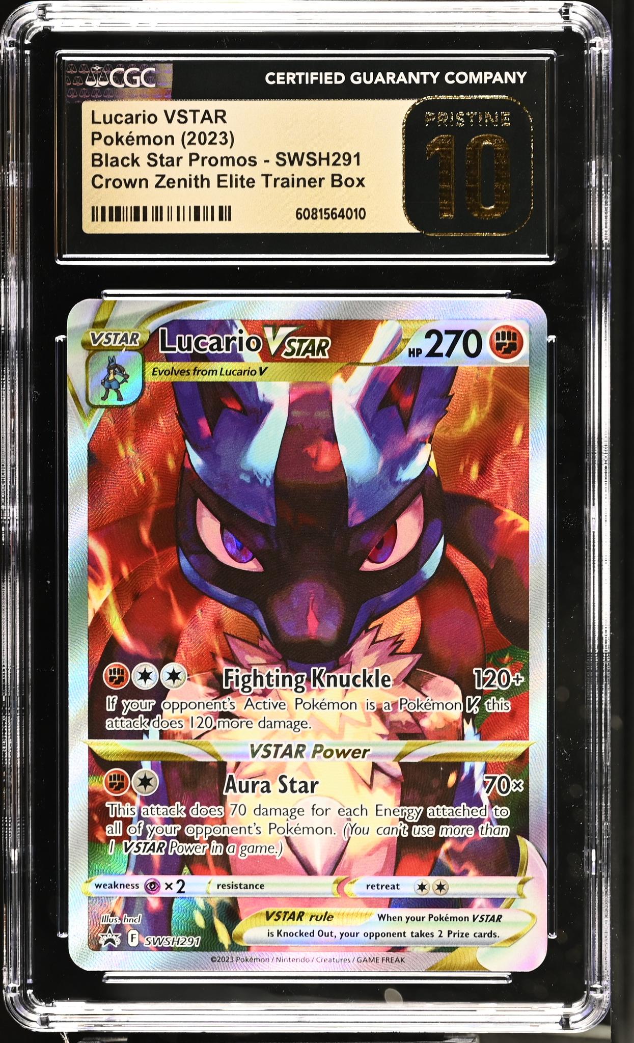 2023 Pokemon Black Star Promos Crown Zenith Lucario VSTAR #SWSH291 CGC 10