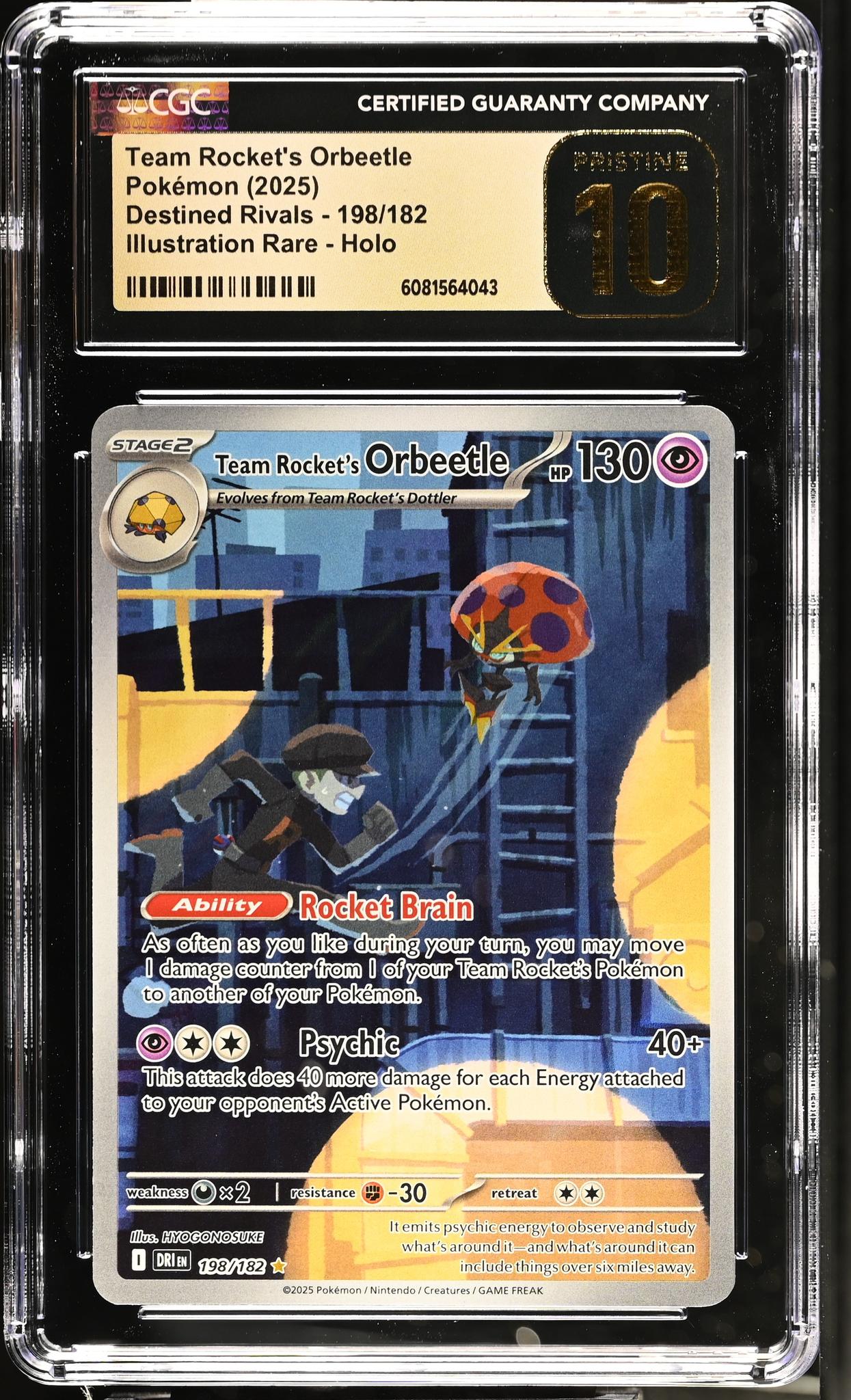 2025 Pokemon #198/182 Team Rocket's Orbeetle Destined Rivals CGC 10