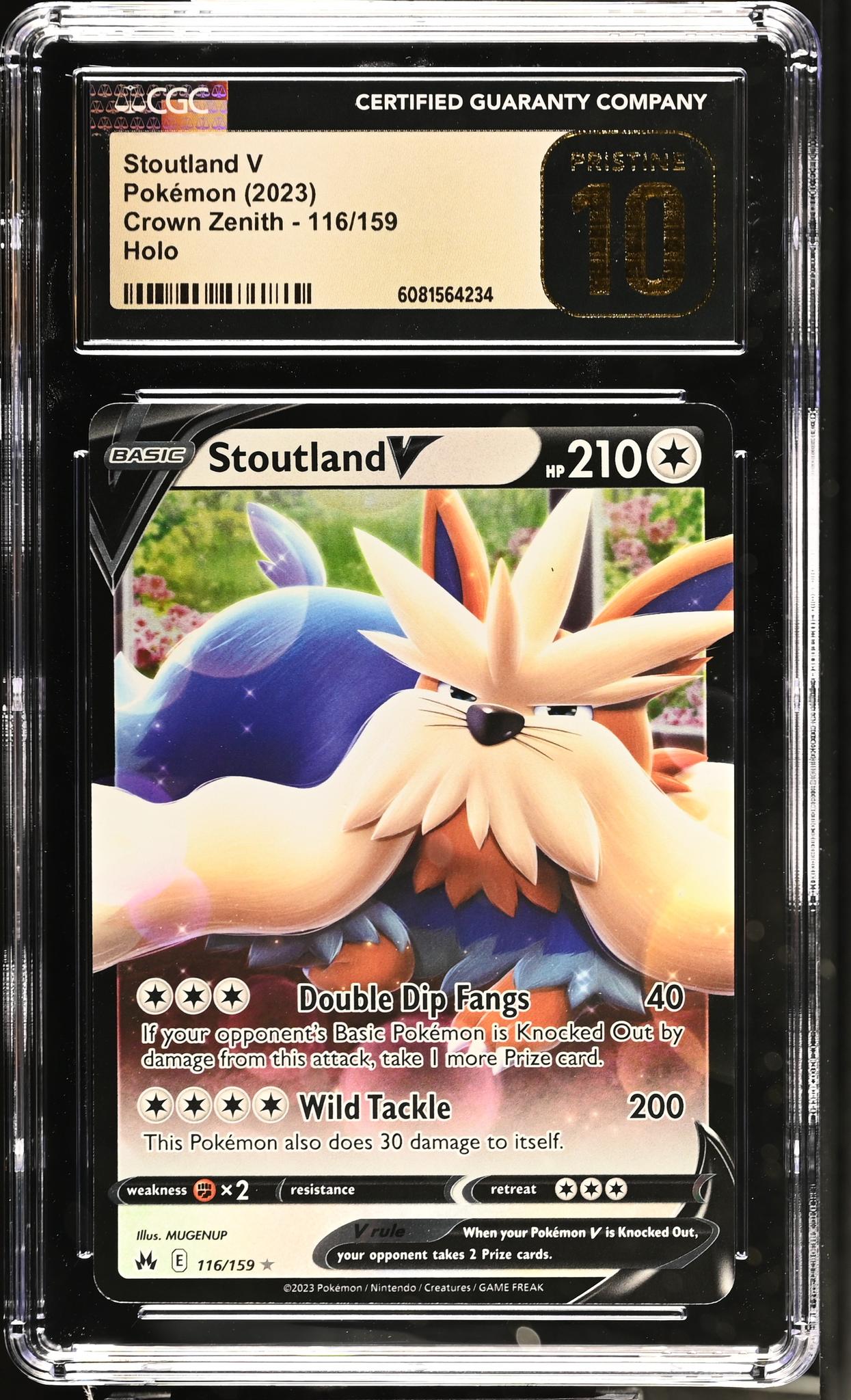 2023 Pokemon Crown Zenith Holo Stoutland V #116/159 CGC Pristine 10