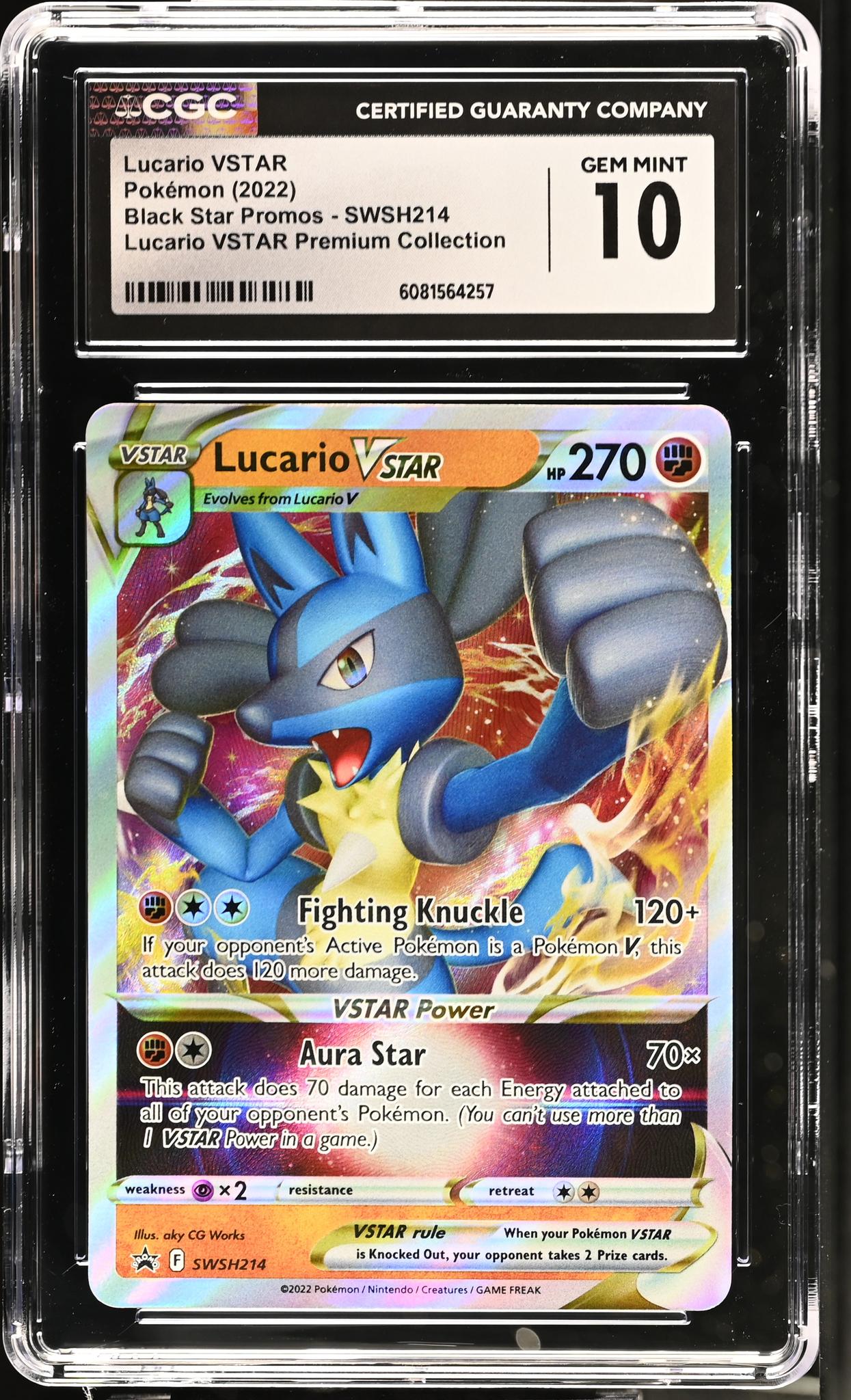2022 Pokemon Black Star Promos Premium Collection Lucario VSTAR #SWSH214 CGC 10