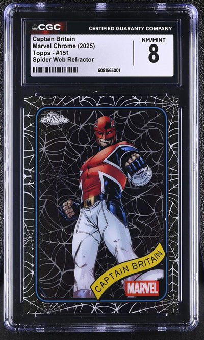 2025 Topps Chrome Captain Britain #151 Spider Web Refractor /598 CGC 8