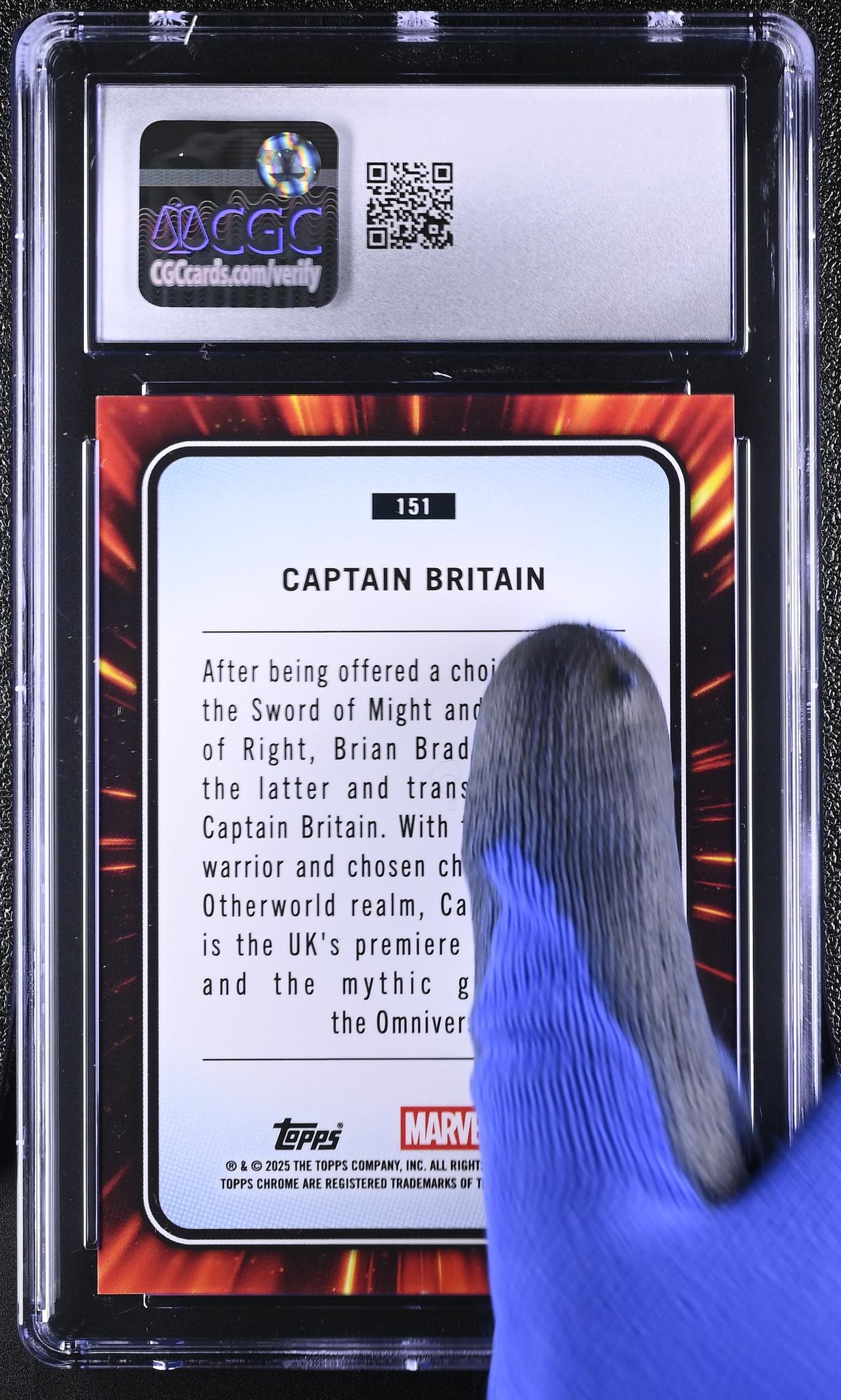 2025 Topps Chrome #151 Captain Britain Spider Web Refractor /598 CGC 8