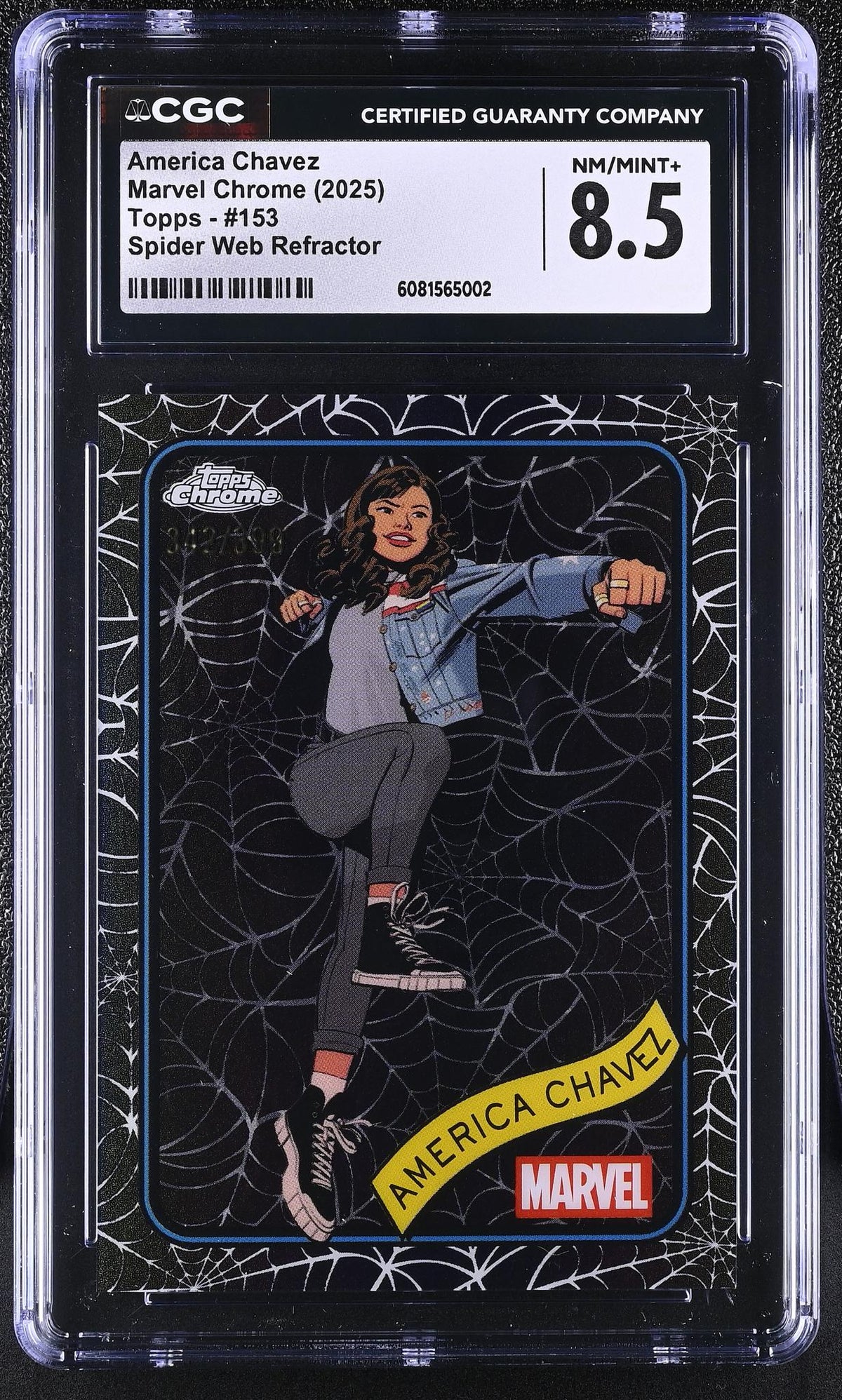 2025 Topps Chrome America Chavez #153 Spider Web Refractor CGC 8.5