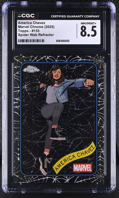 2025 Topps Chrome America Chavez #153 Spider Web Refractor CGC 8.5