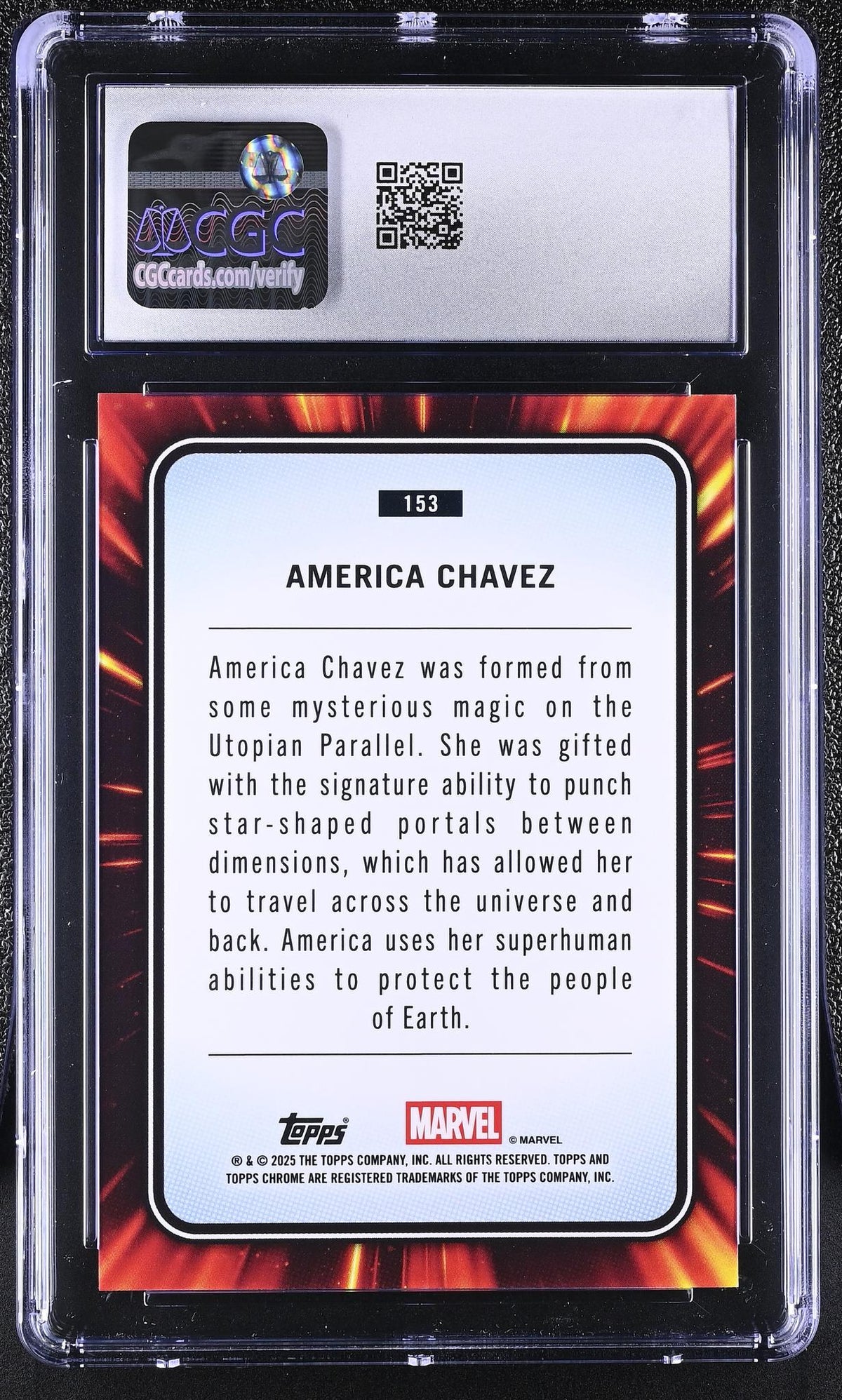 2025 Topps Chrome America Chavez #153 Spider Web Refractor CGC 8.5