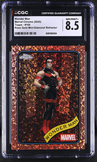 2025 Topps Chrome Wonder Man #100 Rose Gold Mini-Diamond Refractor CGC 8.5