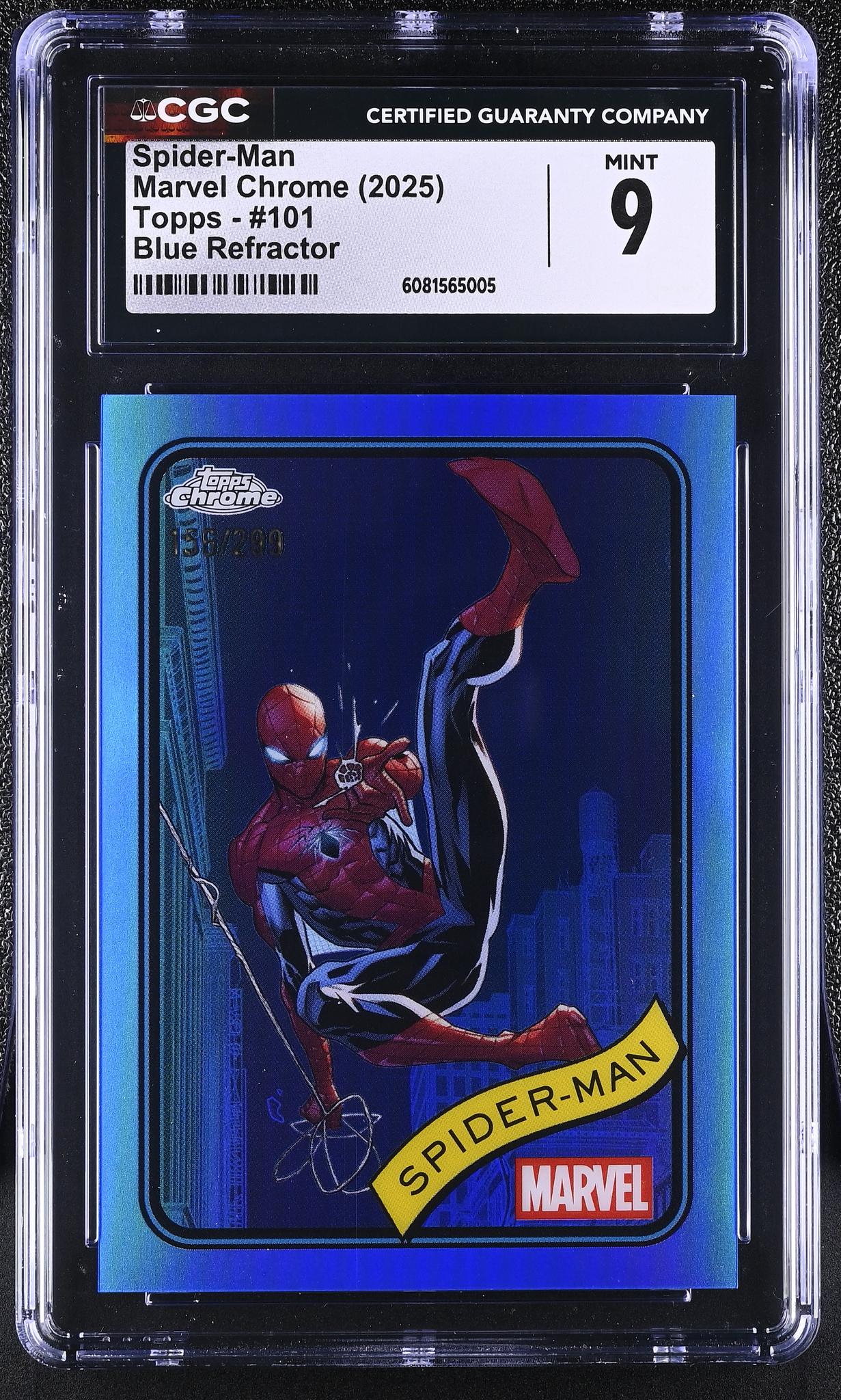 2025 Topps Chrome #101 Spider-Man /299 CGC 9