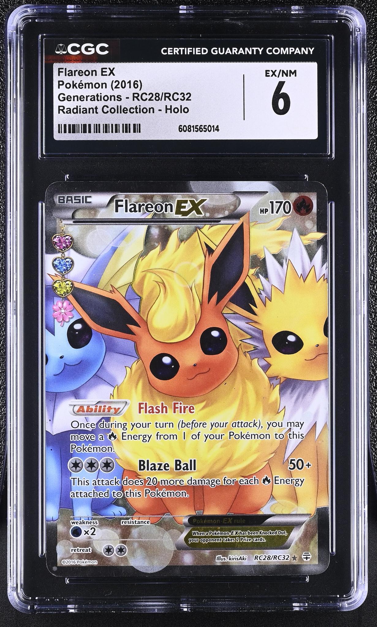 2016 Pokémon XY Generations Radiant Collection Flareon #RC28/RC32 EX Holo CGC 6