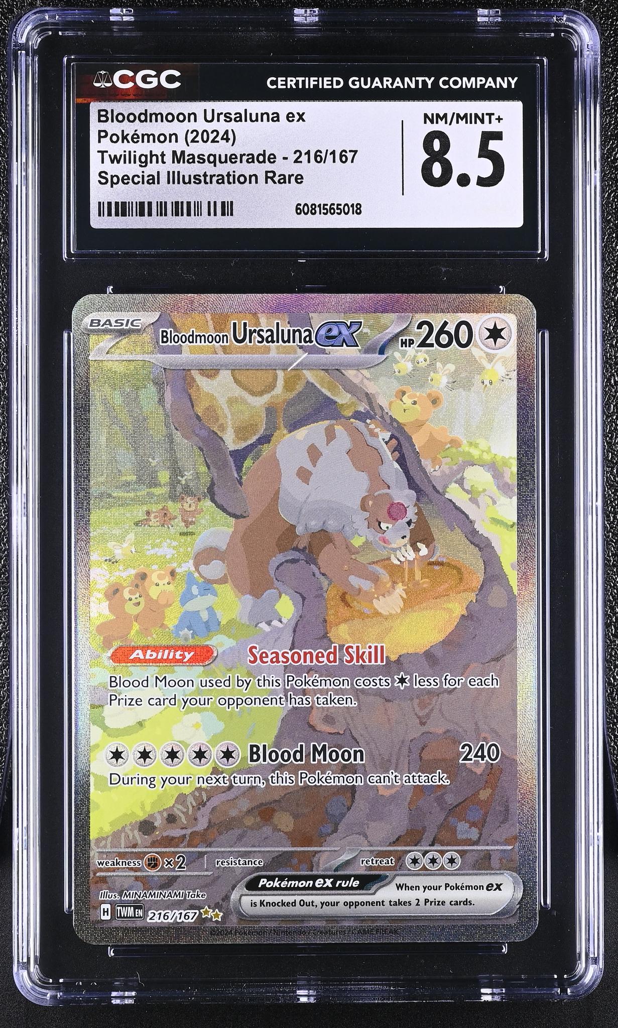 2024 Pokemon #216 Bloodmoon Ursaluna ex Twilight Masquerade CGC 8.5