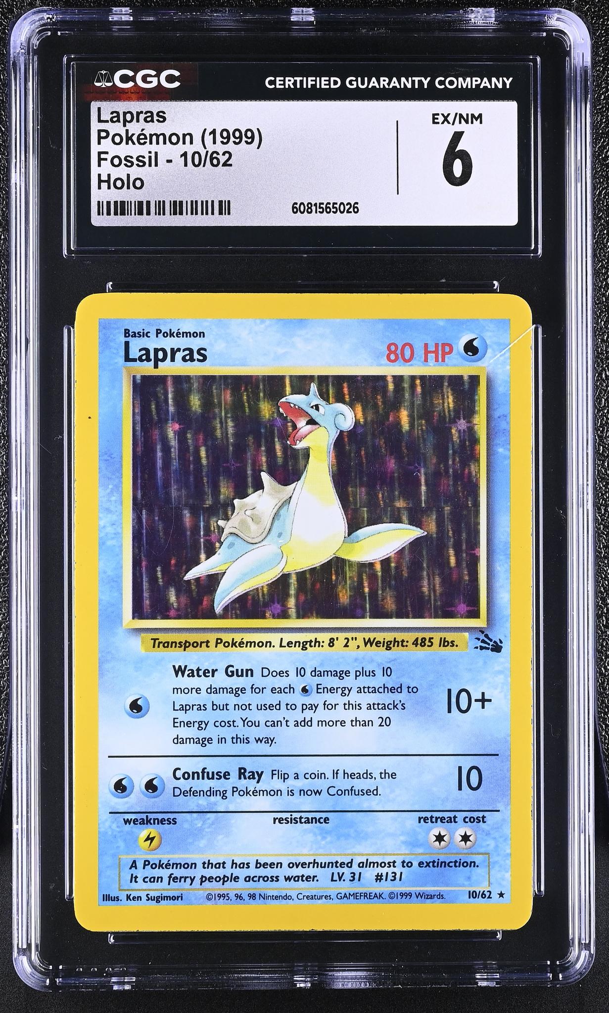 1999 Pokémon Fossil Lapras #10/62 Holo CGC 6
