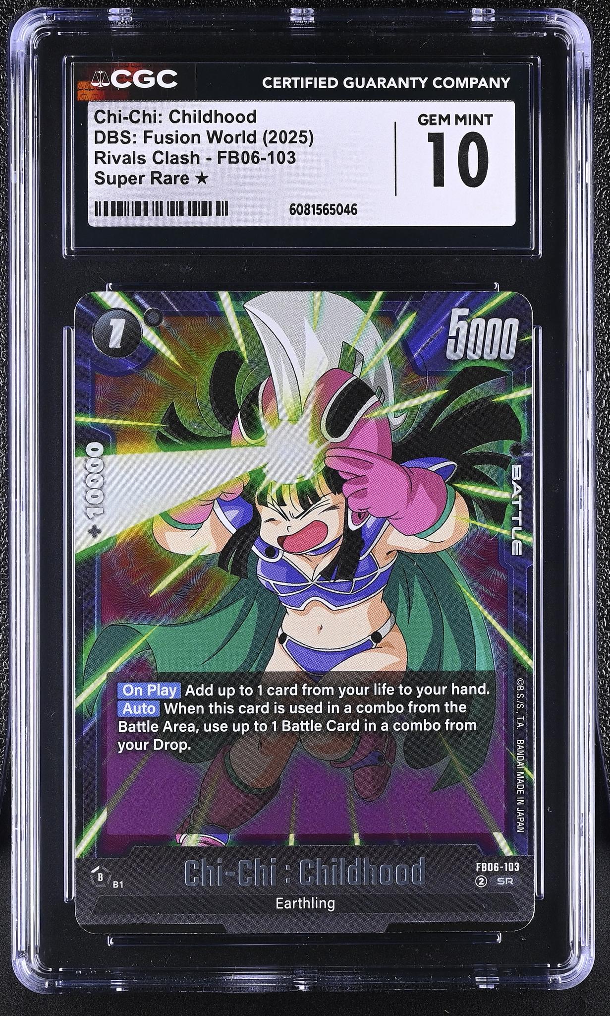 2025 Bandai DBS Fusion World Rivals Clash Chi-Chi: Childhood #FB06-103 SR CGC 10