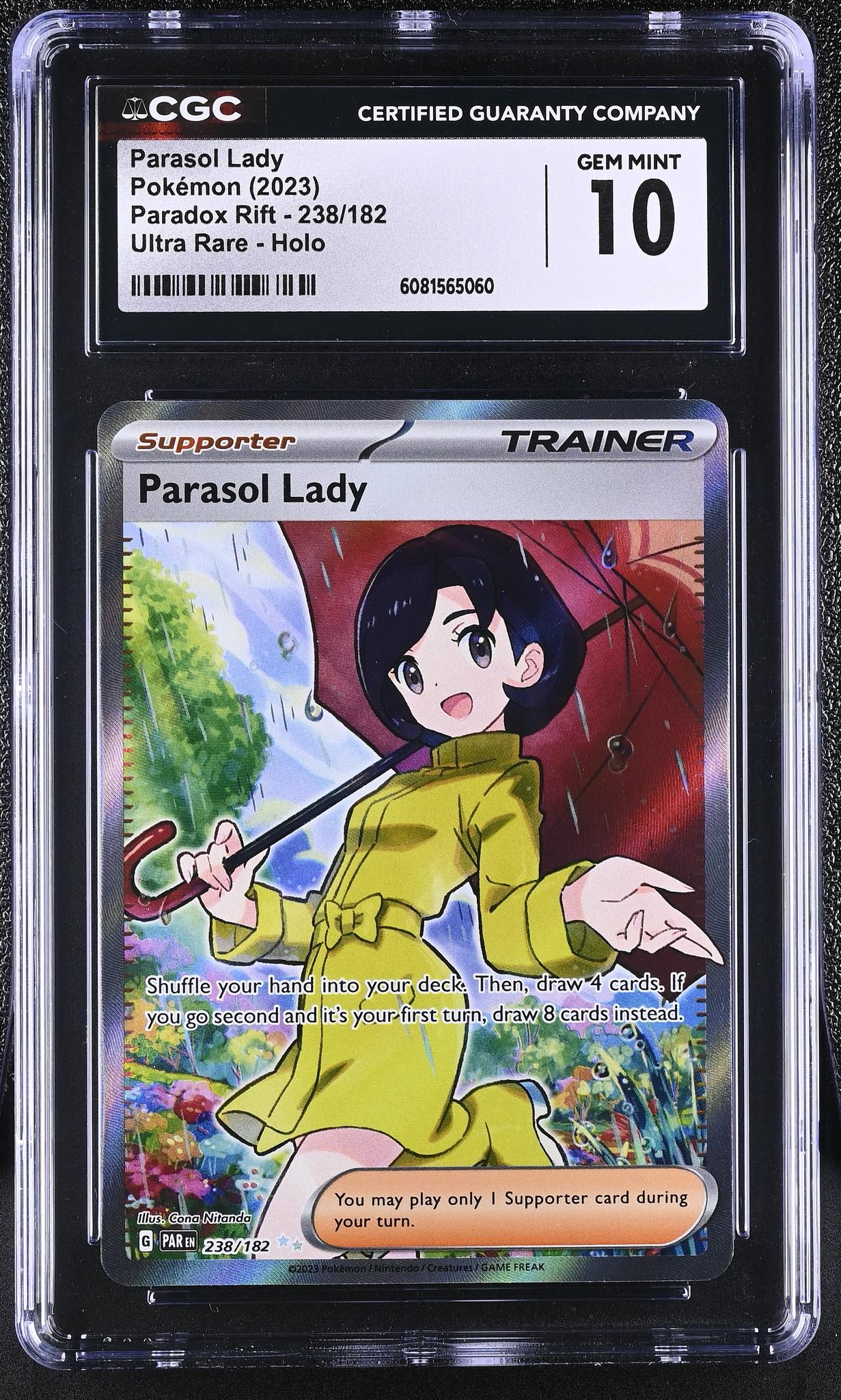 2023 Pokémon Scarlet & Violet Paradox Rift Trainer Parasol Lady #238/182 CGC 10