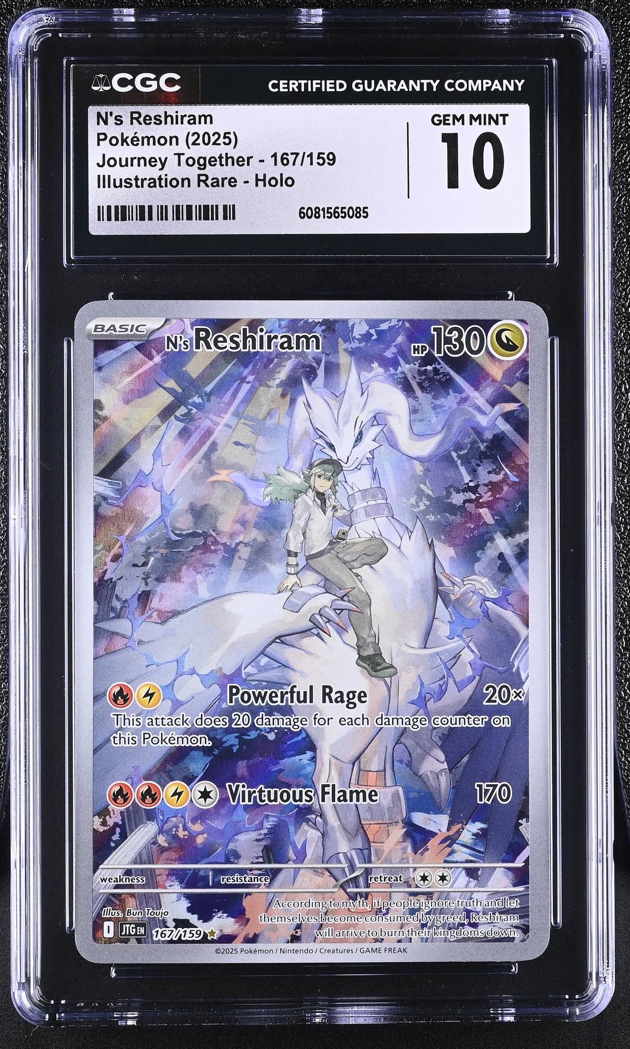 2025 Pokemon #167/159 Reshiram Journey Together CGC 10
