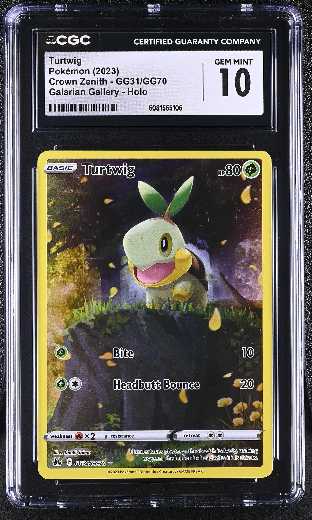 2023 Pokémon Crown Zenith Galarian Gallery Turtwig #GG31/GG70 Holo CGC 10